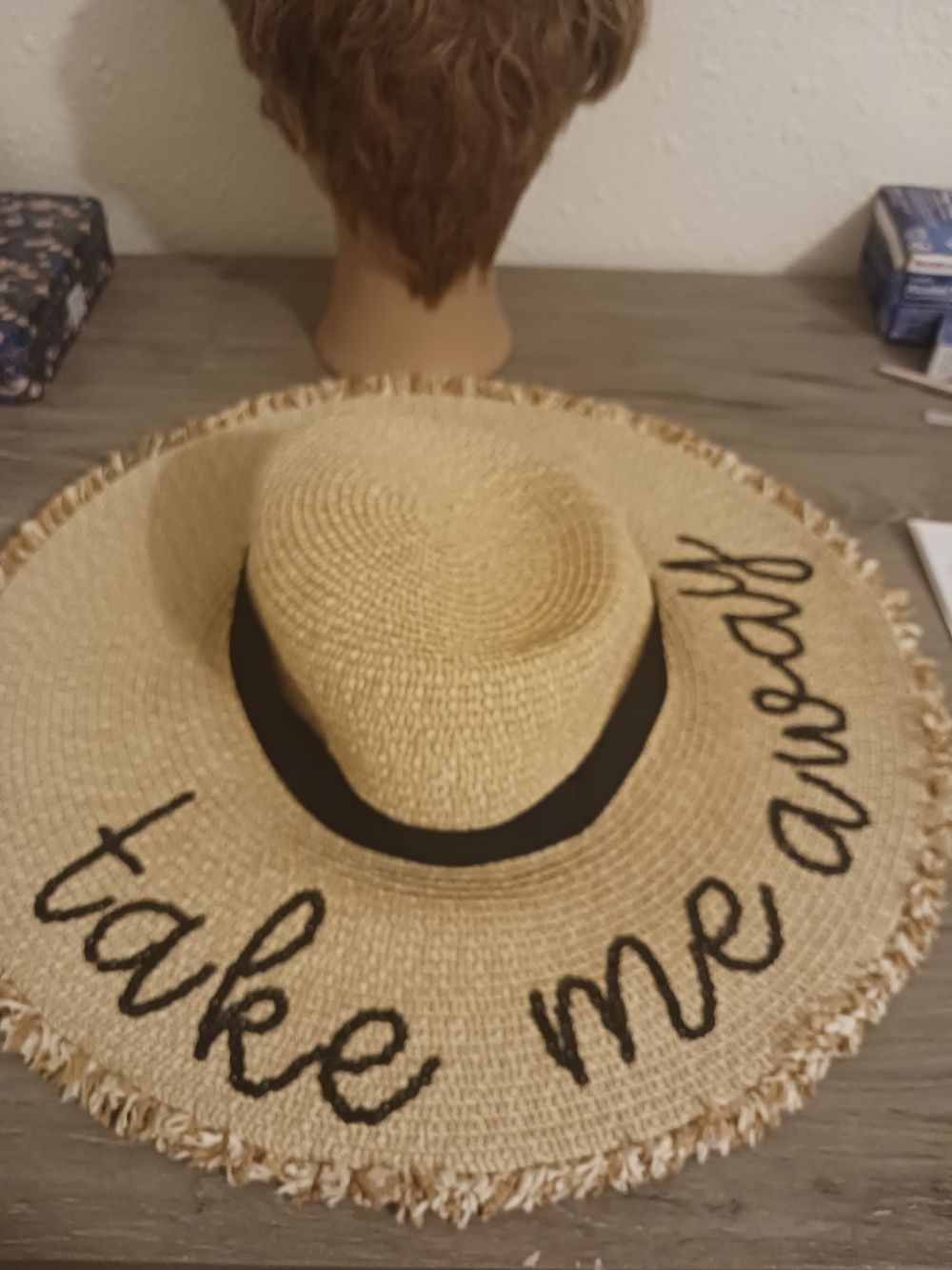 Mud Pie Paper Straw Hat Embroidered OS Beach Travel